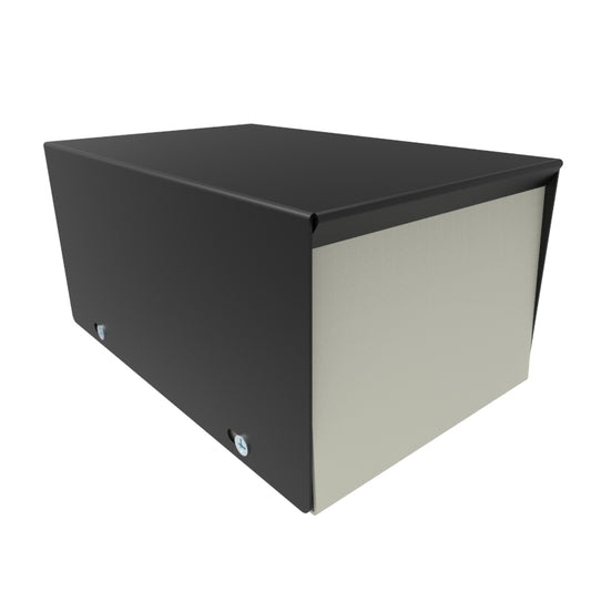 Hammond 1454F 1454 Series Steel Instrument Enclosure, Sloped/Vertical Front Panel, 4.00" x 6.00" x 3.00", Beige Panels with Textured Black Covers.