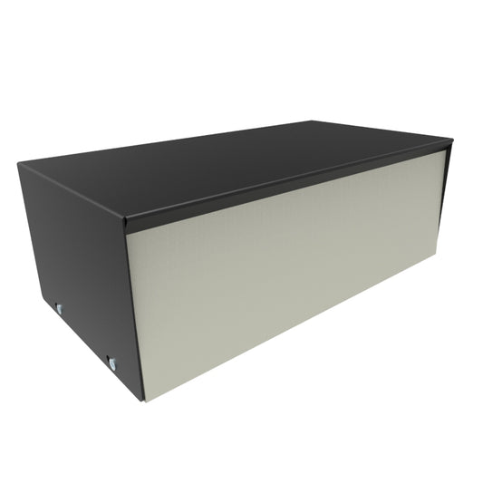 Hammond 1454P 1454 Series Steel Instrument Enclosure, Sloped/Vertical Front Panel, 10.00" x 5.00" x 3.50", Beige Panels with Textured Black Covers.