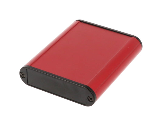 Hammond 1455B802RD 1455 Series Extruded Aluminum Enclosure, Plastic End Panels, Without Sliding Plate, 80 mm x 71.7 mm x 19 mm, Red Anodized.