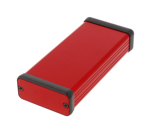 Hammond 1455C1201RD 1455 Series Extruded Aluminum Enclosure, Aluminum End Panels, Without Sliding Plate, 120 mm x 54 mm x 23 mm, Red Anodized.