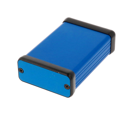 Hammond 1455C801BU 1455 Series Extruded Aluminum Enclosure, Aluminum End Panels, Without Sliding Plate, 80 mm x 54 mm x 23 mm, Blue Anodized.