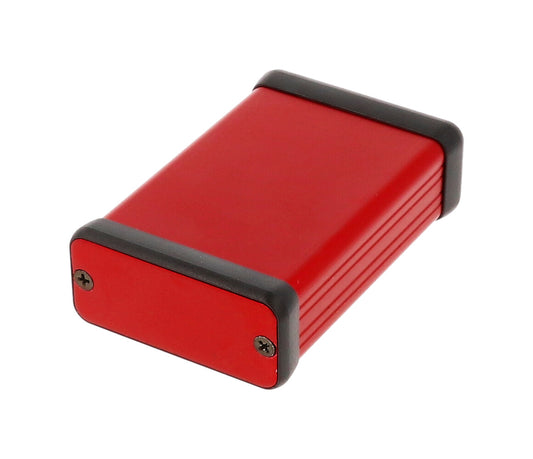 Hammond 1455C801RD 1455 Series Extruded Aluminum Enclosure, Aluminum End Panels, Without Sliding Plate, 80 mm x 54 mm x 23 mm, Red Anodized.