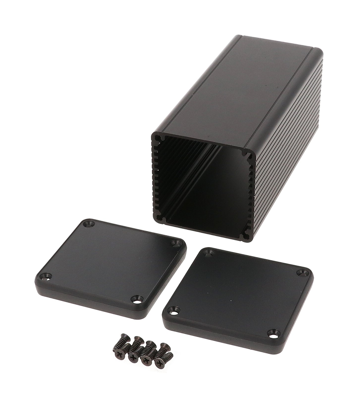 Hammond 1455CS1202BK Extruded Aluminum Enclosure with Plastic End Panels, Black Anodize 4.72" x 2.13" x 2.13"