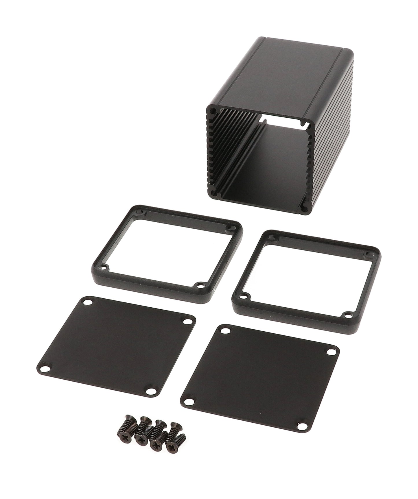 Hammond 1455CS801BK Extruded Aluminum Enclosure with Metal End Panels, Black Anodize 3.15" x 2.13" x 2.13"