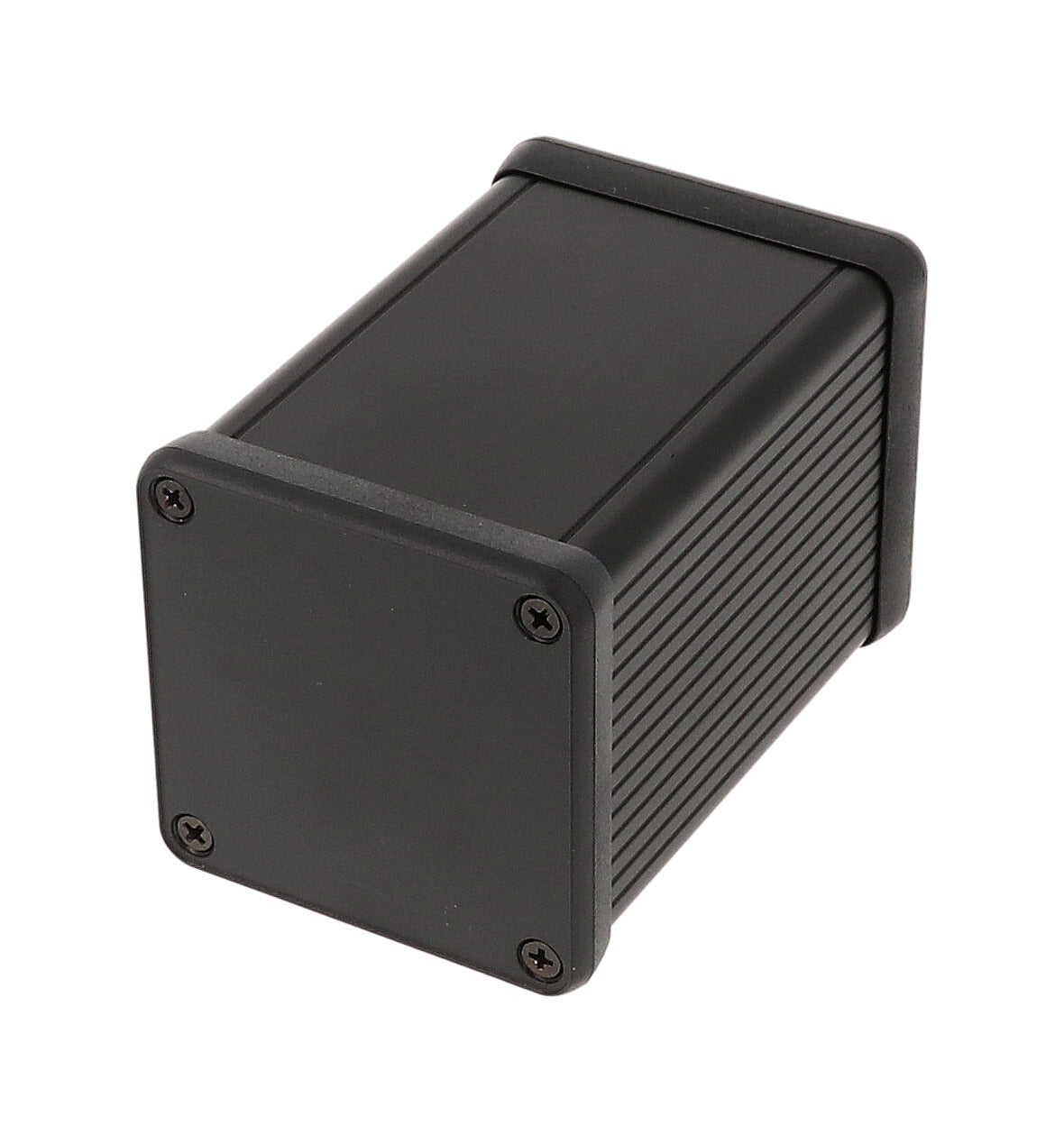 Hammond 1455CS802BK Extruded Aluminum Enclosure with Plastic End Panels, Black Anodize 3.15" x 2.13" x 2.13"