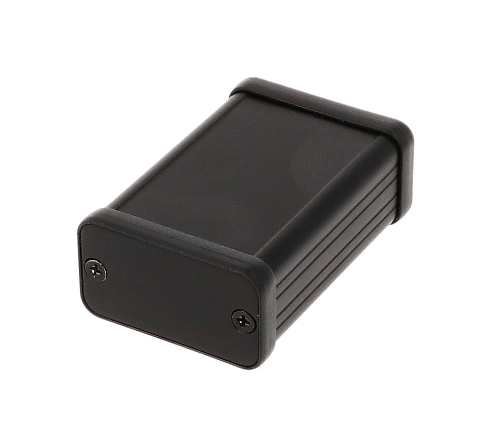Hammond 1455D601BK Extruded Aluminum Enclosure, Black with Metal End Panels 2.36" x 1.76" x 0.99"