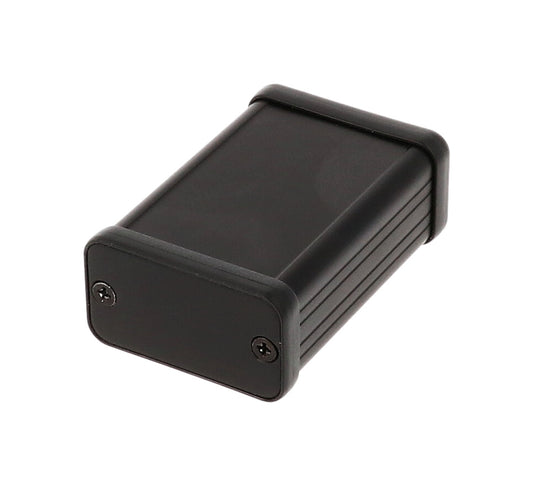 Hammond 1455D601BK Extruded Aluminum Enclosure, Black with Metal End Panels 2.36" x 1.76" x 0.99"