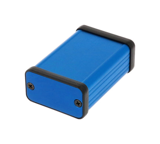 Hammond 1455D601BU 1455 Series Extruded Aluminum Enclosure, Aluminum End Panels, Without Sliding Plate, 60 mm x 45 mm x 23 mm, Blue Anodized.