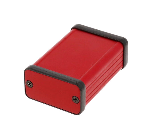 Hammond 1455D601RD 1455 Series Extruded Aluminum Enclosure, Aluminum End Panels, Without Sliding Plate, 60 mm x 45 mm x 23 mm, Red Anodized.