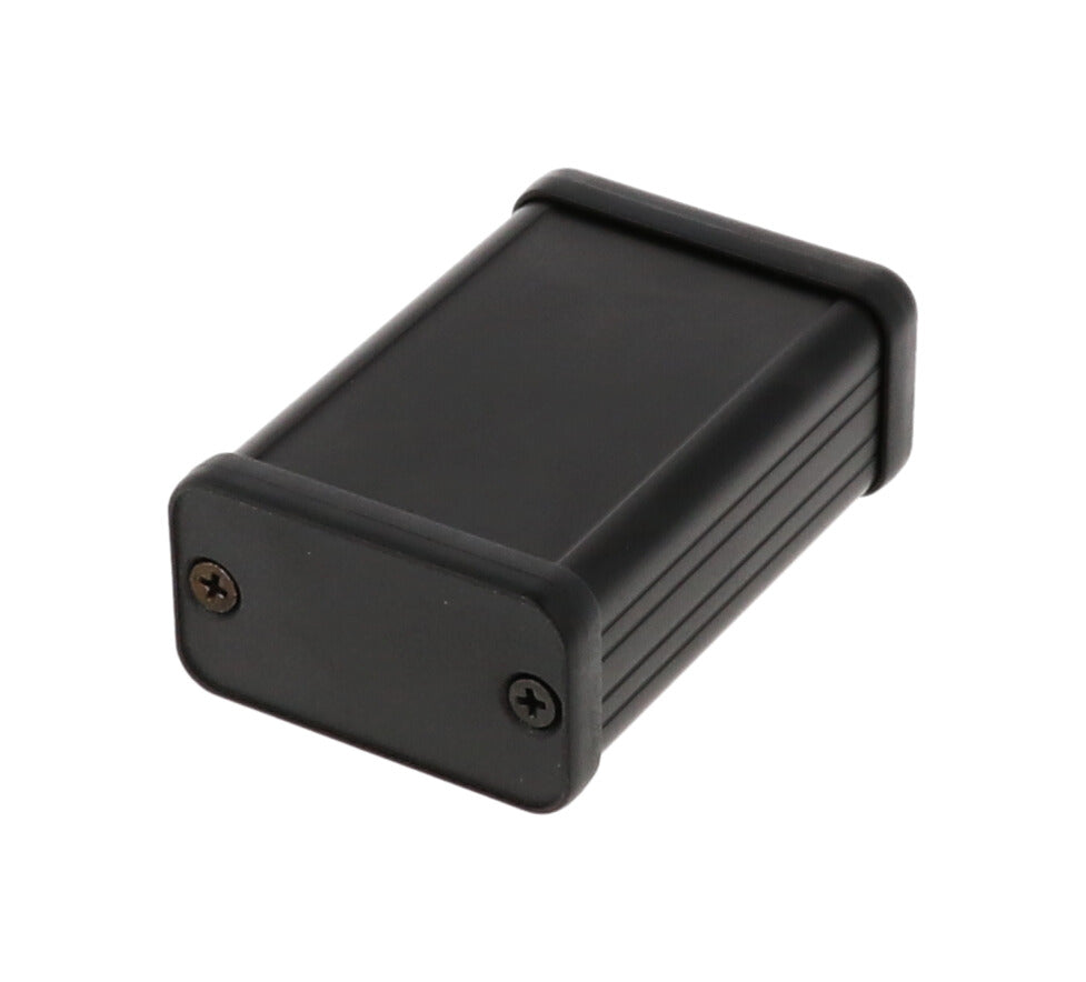 Hammond 1455D602BK Extruded Aluminum Enclosure, Black with Plastic End Panels 2.36" x 1.77" x 0.98"