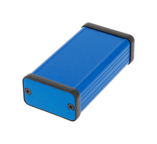 Hammond 1455D801BU 1455 Series Extruded Aluminum Enclosure, Aluminum End Panels, Without Sliding Plate, 80 mm x 45 mm x 23 mm, Blue Anodized.