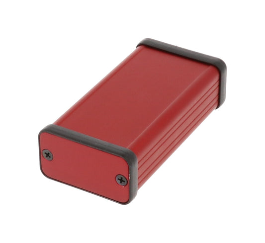Hammond 1455D801RD 1455 Series Extruded Aluminum Enclosure, Aluminum End Panels, Without Sliding Plate, 80 mm x 45 mm x 23 mm, Red Anodized.
