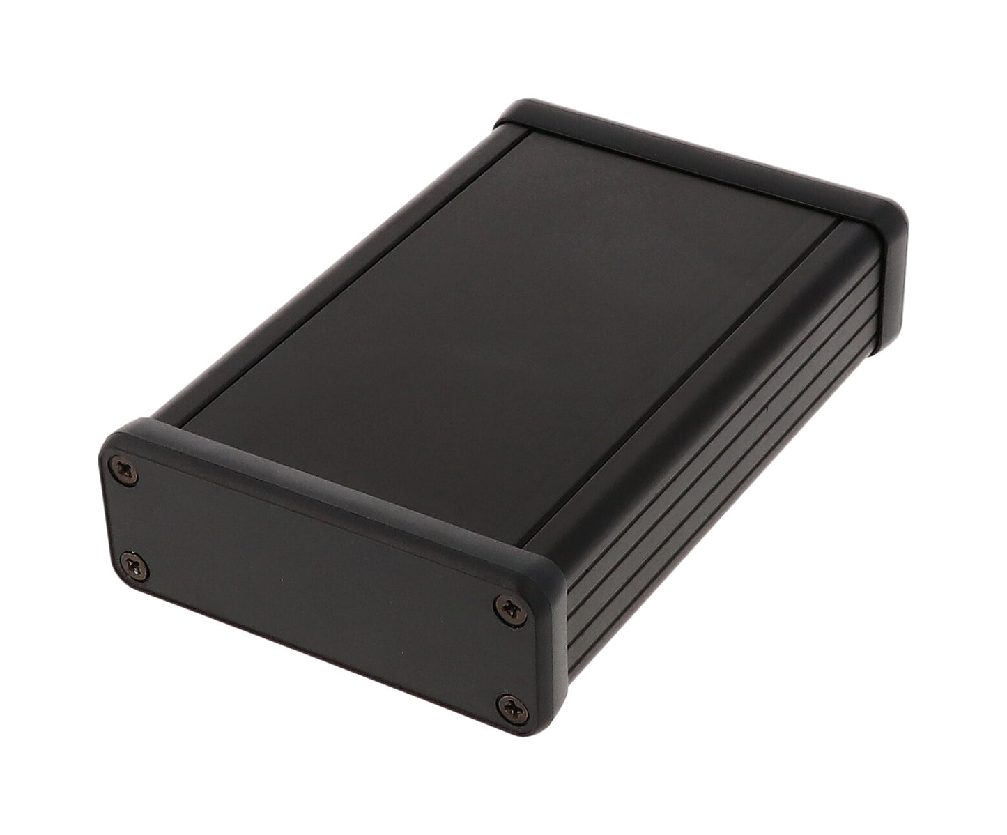 Hammond 1455J1202BK Black Extruded Aluminum Enclosure 4.72" x 3.07" x 1.06" with Plastic End Panels