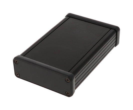 Hammond 1455J1202BK Black Extruded Aluminum Enclosure 4.72" x 3.07" x 1.06" with Plastic End Panels