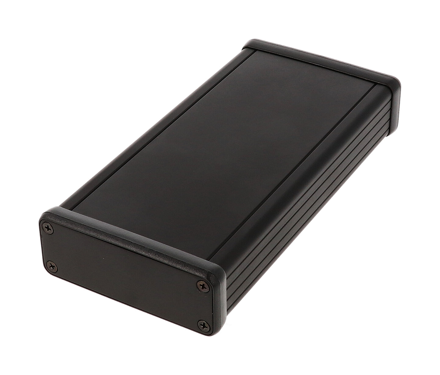 Hammond 1455J1601BK Extruded Aluminum Enclosure, Black with Metal End Panels 6.3" x 3.07" x 1.06"