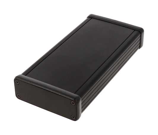 Hammond 1455J1601BK Extruded Aluminum Enclosure, Black with Metal End Panels 6.3" x 3.07" x 1.06"