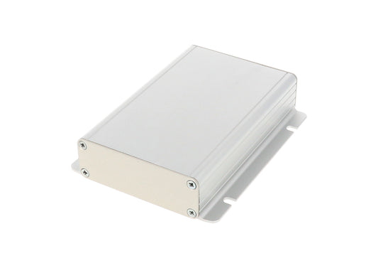 Hammond 1455JF1201 1455F Series Extruded Aluminum Enclosure with Integrated Flanges, Aluminum End Panels, 120 mm x 78 mm x 27 mm, Clear Anodized.