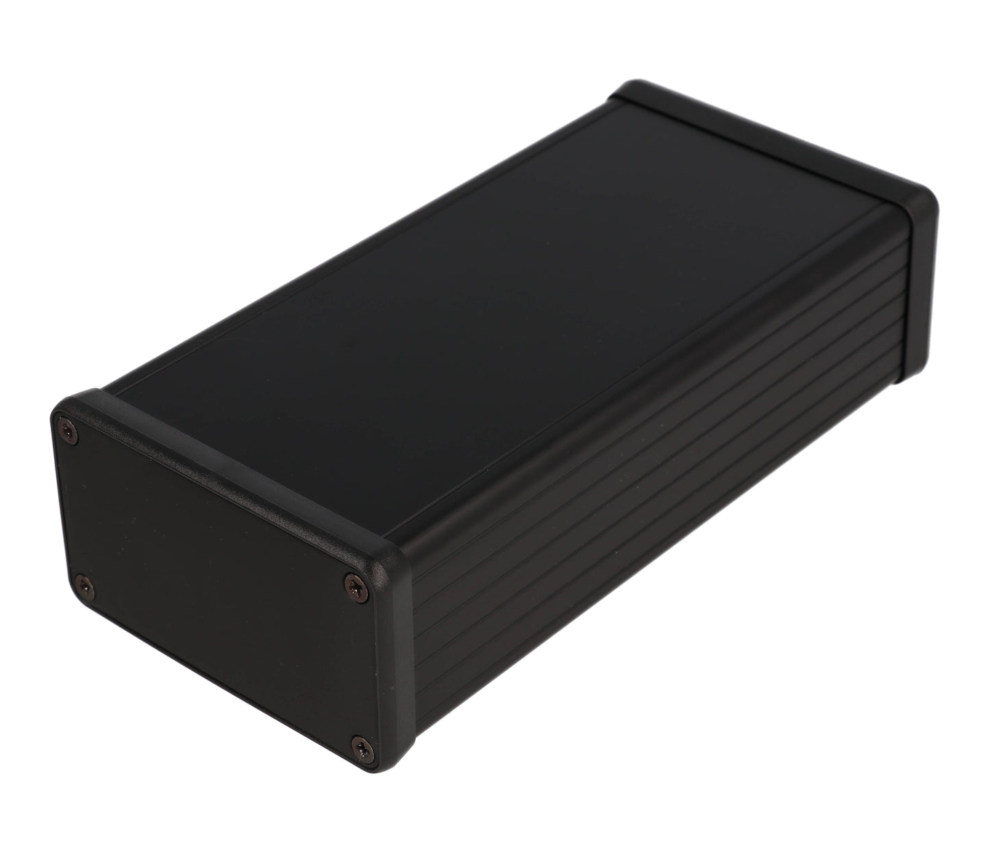 Hammond 1455K1601BK Extruded Aluminum Enclosure, Black with Metal End Panels 6.3" x 3.07" x 1.69"