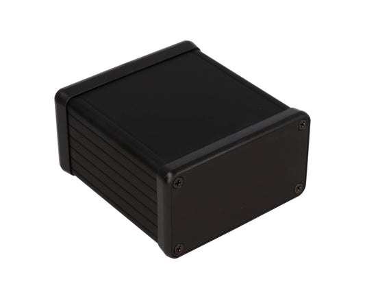 Hammond 1455K801BK 1455 Series Extruded Aluminum Enclosure, Aluminum End Panels, With Sliding Plate, 80 mm x 78 mm x 43 mm, Black Anodized.