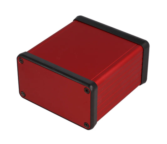 Hammond 1455K801RD 1455 Series Extruded Aluminum Enclosure, Aluminum End Panels, With Sliding Plate, 80 mm x 78 mm x 43 mm, Red Anodized.