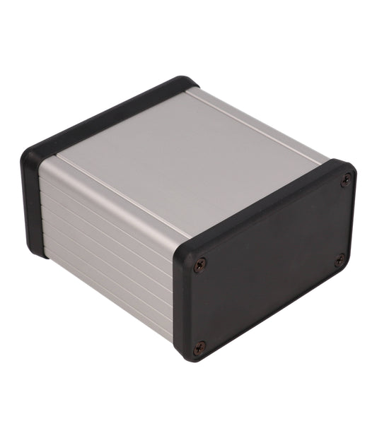 Hammond 1455K802 1455 Series Extruded Aluminum Enclosure, With Sliding Plate, Plastic End Panels, 80 mm x 78 mm x 43 mm, Clear Anodized.