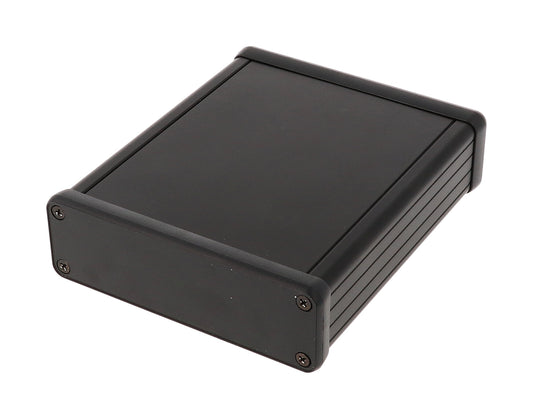 Hammond 1455L1202BK Black Extruded Aluminum Enclosure 4.72" x 4.06" x 1.22" with Plastic End Panels