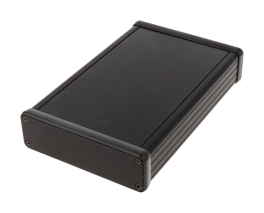 Hammond 1455L1601BK Extruded Aluminum Enclosure, Black (6.3" x 4.05" x 1.2")