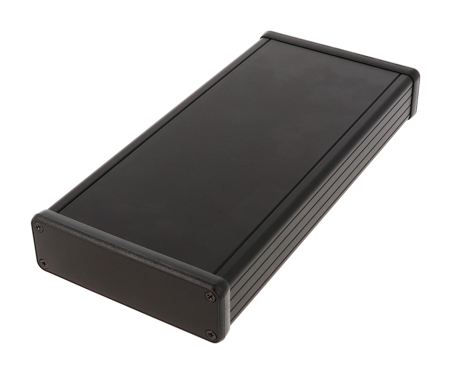 Hammond 1455L2201BK Extruded Aluminum Enclosure, Black with Metal End Panels 8.66" x 4.06" x 1.22"