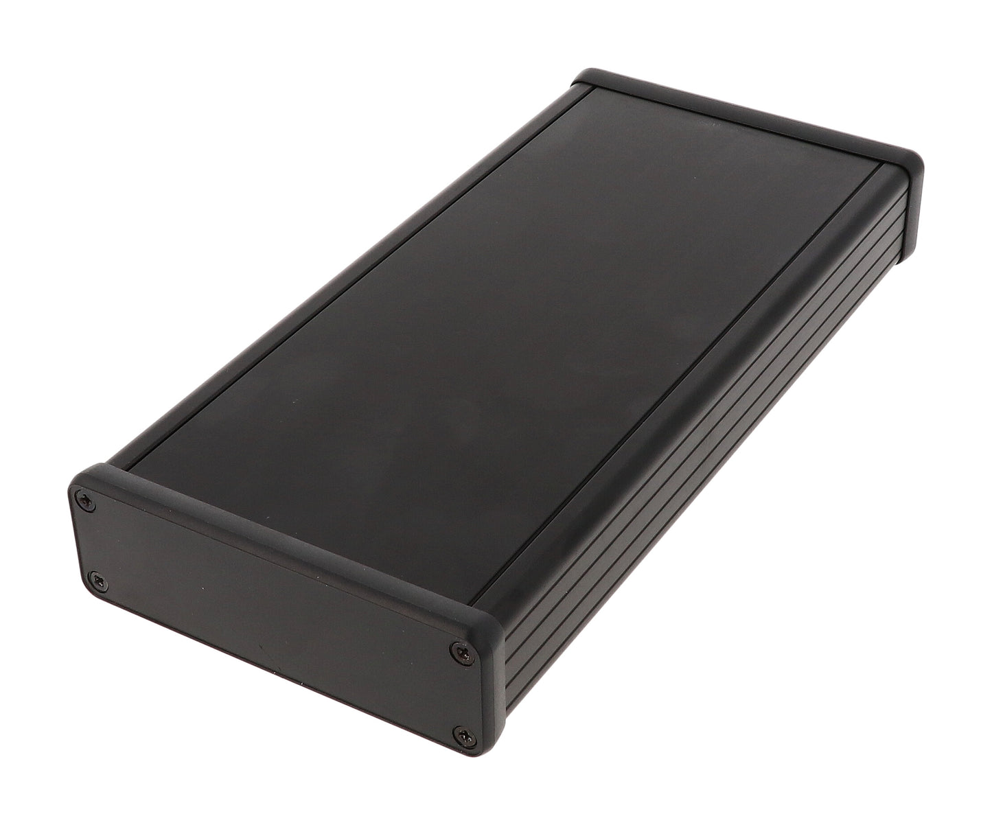 Hammond 1455L2202BK Extruded Aluminum Enclosure, Black with Plastic End Panels 8.66" x 4.06" x 1.22"