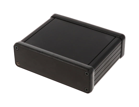 Hammond 1455L801BK Extruded Aluminum Enclosure, Black with Metal End Panels 3.15" x 4.05" x 1.2"