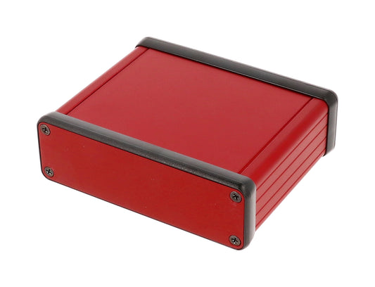 Hammond 1455L801RD 1455 Series Extruded Aluminum Enclosure, With Sliding Plate, Aluminum End Panels, 80 mm x 103 mm x 30.5 mm, Red Anodized.