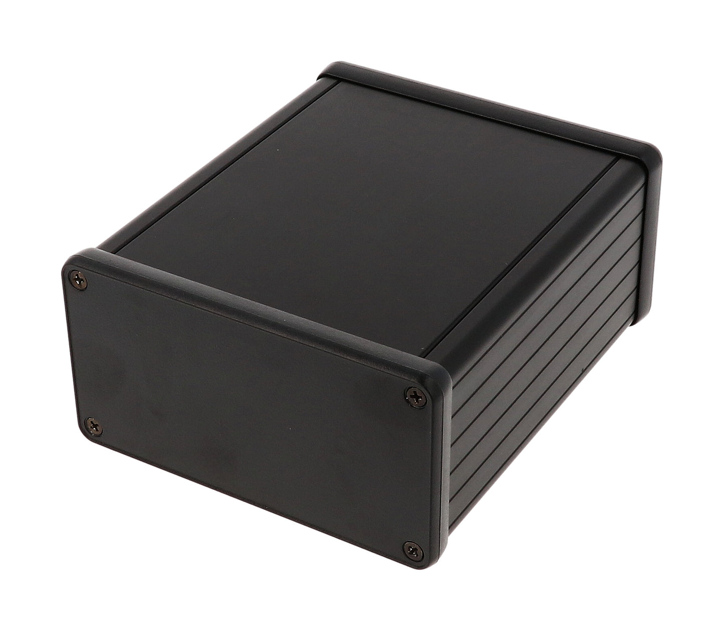 Hammond 1455N1202BK Black Extruded Aluminum Enclosure 4.72" x 4.06" x 2.09" with Plastic End Panels