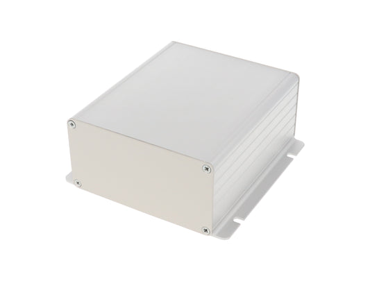 Hammond 1455NF1201 1455F Series Extruded Aluminum Enclosure with Integrated Flanges, Aluminum End Panels, 120 mm x 103 mm x 53 mm, 123 mm Total Width with Flanges, Clear Anodized.
