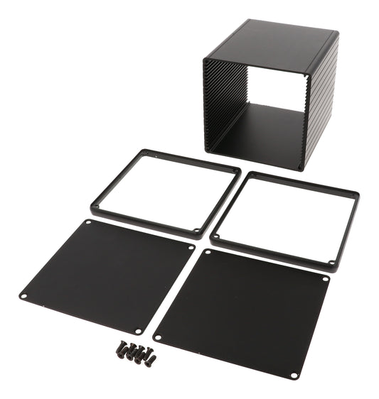 Hammond 1455NS1201BK Extruded Aluminum Enclosure with Metal End Panels, Black Anodize 4.72" x 4.06" x 4.06"