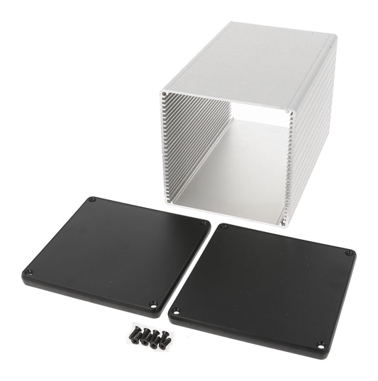 Hammond 1455NS1602 Extruded Aluminum Enclosure with Plastic End Panels, Clear Anodize 6.30" x 4.06" x 4.06"