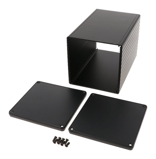 Hammond 1455NS1602BK Extruded Aluminum Enclosure with Plastic End Panels, Black Anodize 6.30" x 4.06" x 4.06"
