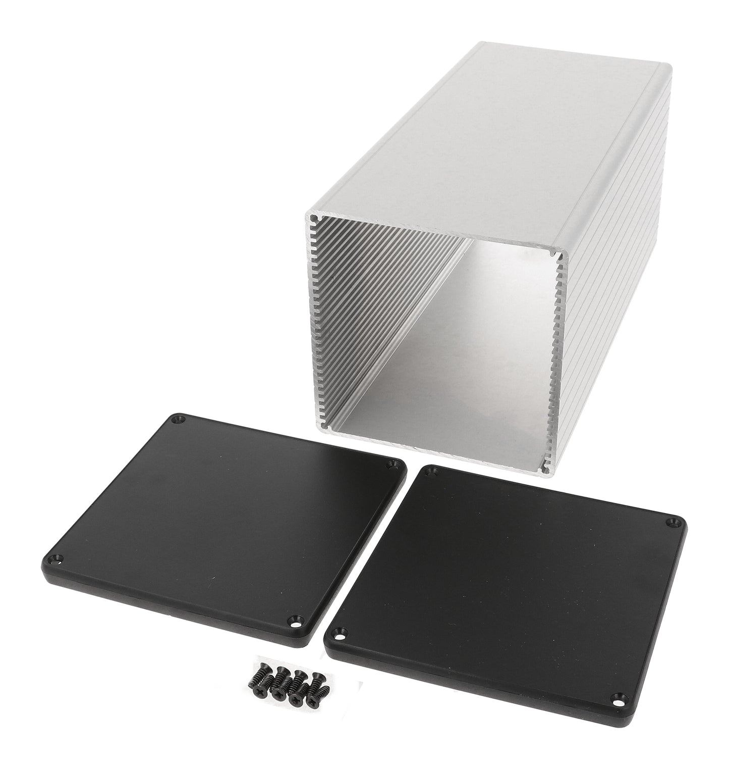 Hammond 1455NS2202 Extruded Aluminum Enclosure with Plastic End Panels, Clear Anodize 8.66" x 4.06" x 4.06"