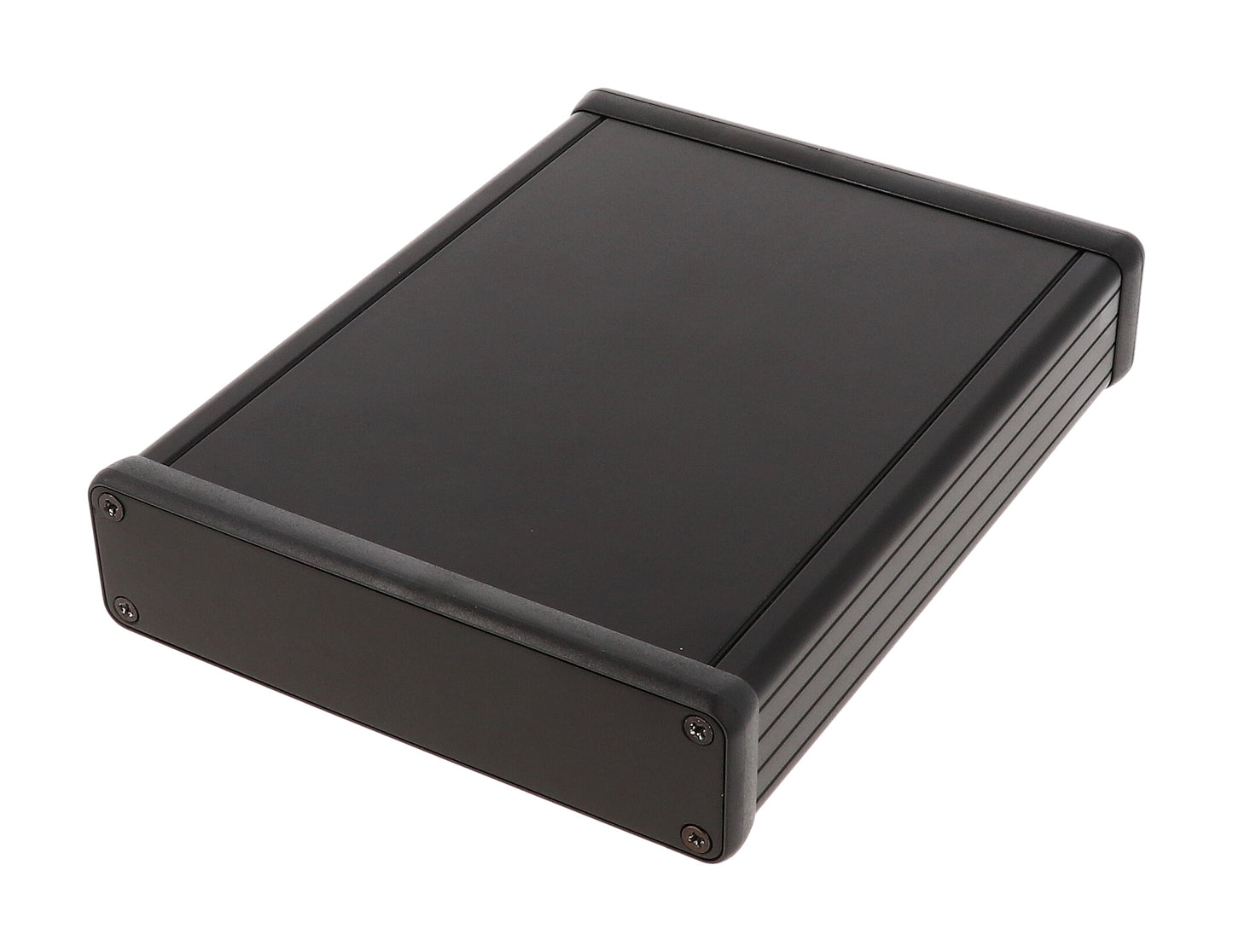 Hammond 1455P1601BK Black Extruded Aluminum Enclosure 6.3" x 4.92" x 1.22" with Metal End Panels