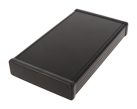 Hammond 1455P2201BK Extruded Aluminum Enclosure, Black with Metal End Panels 8.66" x 4.92" x 1.22"