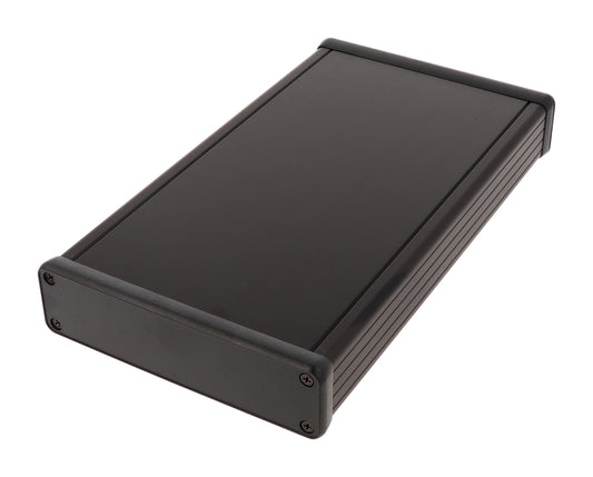 Hammond 1455P2202BK Extruded Aluminum Enclosure, Black with Plastic End Panels 8.66" x 4.92" x 1.22"