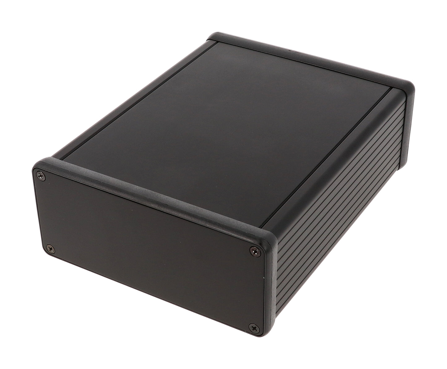 Hammond 1455Q1601BK Extruded Aluminum Enclosure, Black with Metal End Panels 6.3" x 4.92" x 2.05"