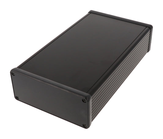Hammond 1455Q2202BK Extruded Aluminum Enclosure with Plastic End Panels 8.66" x 4.92" x 2.05"