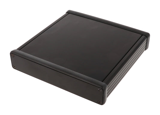 Hammond 1455R1601BK Extruded Aluminum Enclosure, Black with Metal End Panels 6.3" x 6.5" x 1.22"