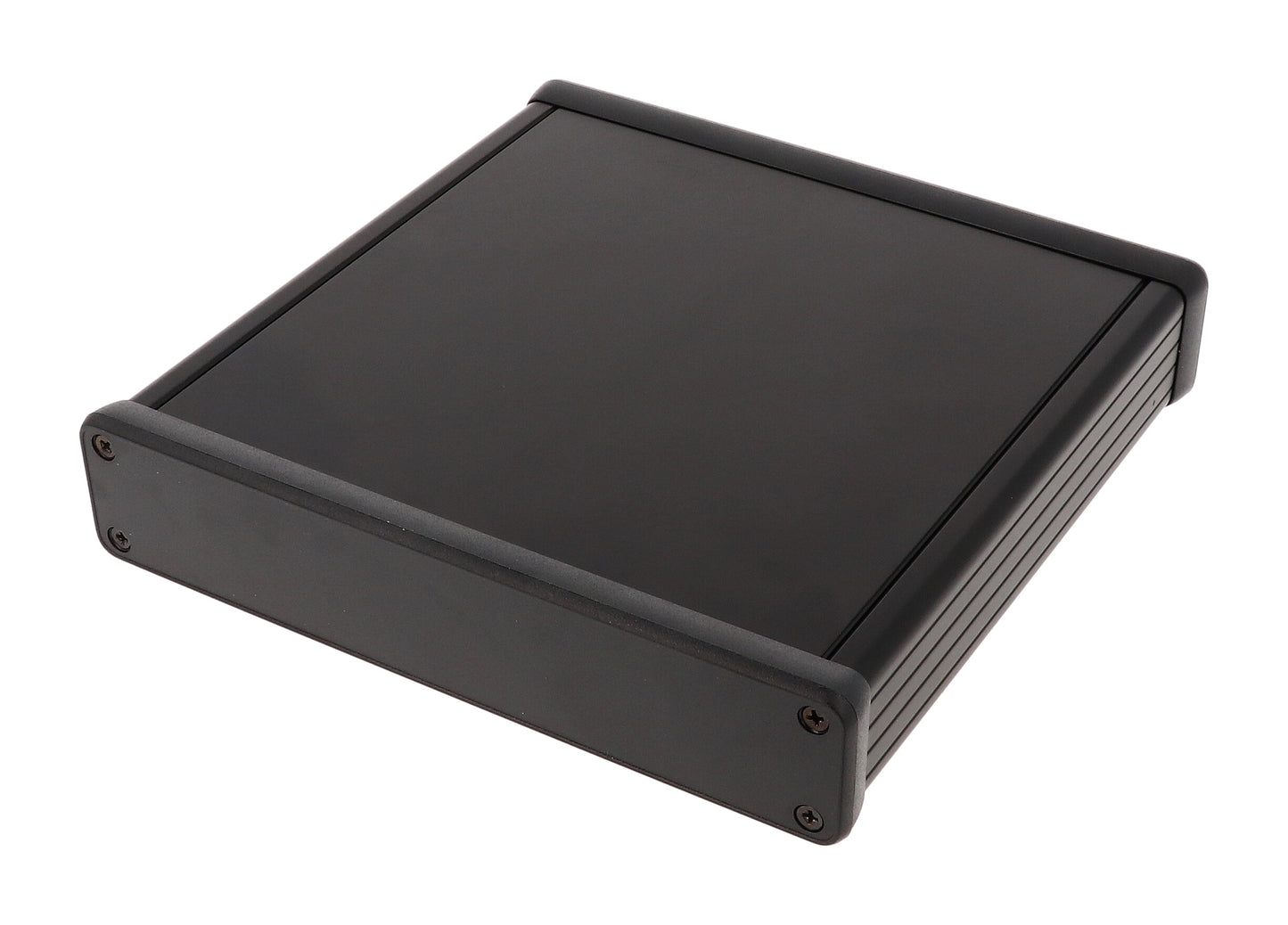 Hammond 1455R1602BK Extruded Aluminum Enclosure, Black with Plastic End Panels 6.3" x 6.5" x 1.22"