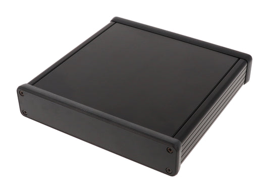 Hammond 1455R1602BK Extruded Aluminum Enclosure, Black with Plastic End Panels 6.3" x 6.5" x 1.22"