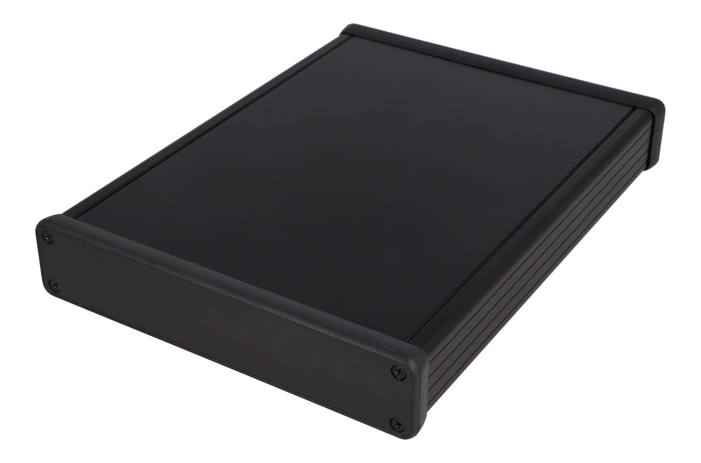 Hammond 1455R2202BK Extruded Aluminum Enclosure, Black with Plastic End Panels 8.66" x 6.5" x 1.22"