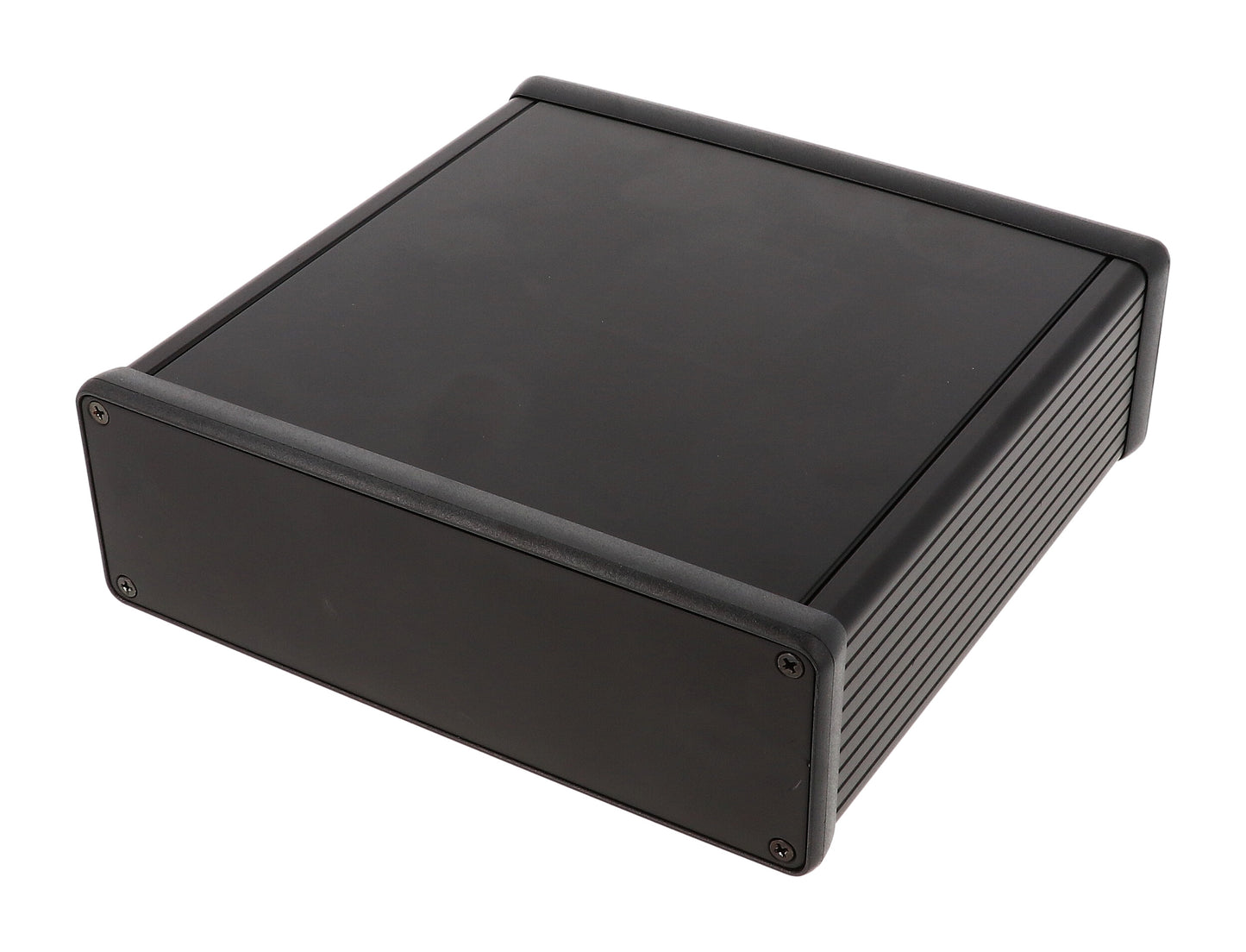 Hammond 1455T1601BK Extruded Aluminum Enclosure, Black with Metal End Panels 6.3" x 6.5" x 2.05"