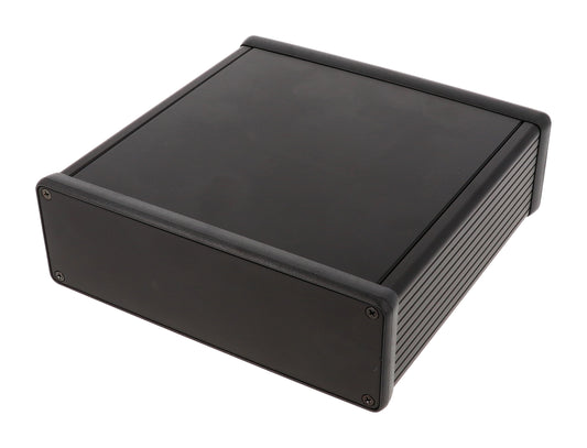 Hammond 1455T1601BK Extruded Aluminum Enclosure, Black with Metal End Panels 6.3" x 6.5" x 2.05"