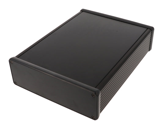 Hammond 1455T2202BK Extruded Aluminum Enclosure, Black with Plastic End Panels 8.66" x 6.5" x 2.05"