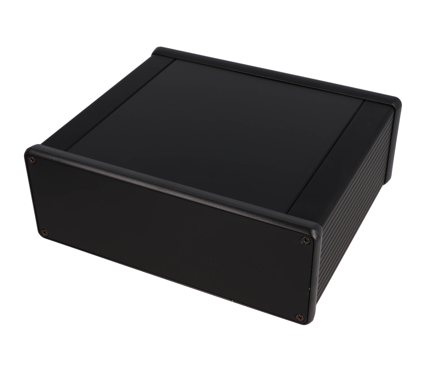 Hammond 1455U1601BK Extruded Aluminum Enclosure, Black with Metal End Panels 6.3" x 7.5" x 2.6"
